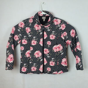 Chico's Flower Floral Polka Dot Jacket Size 2